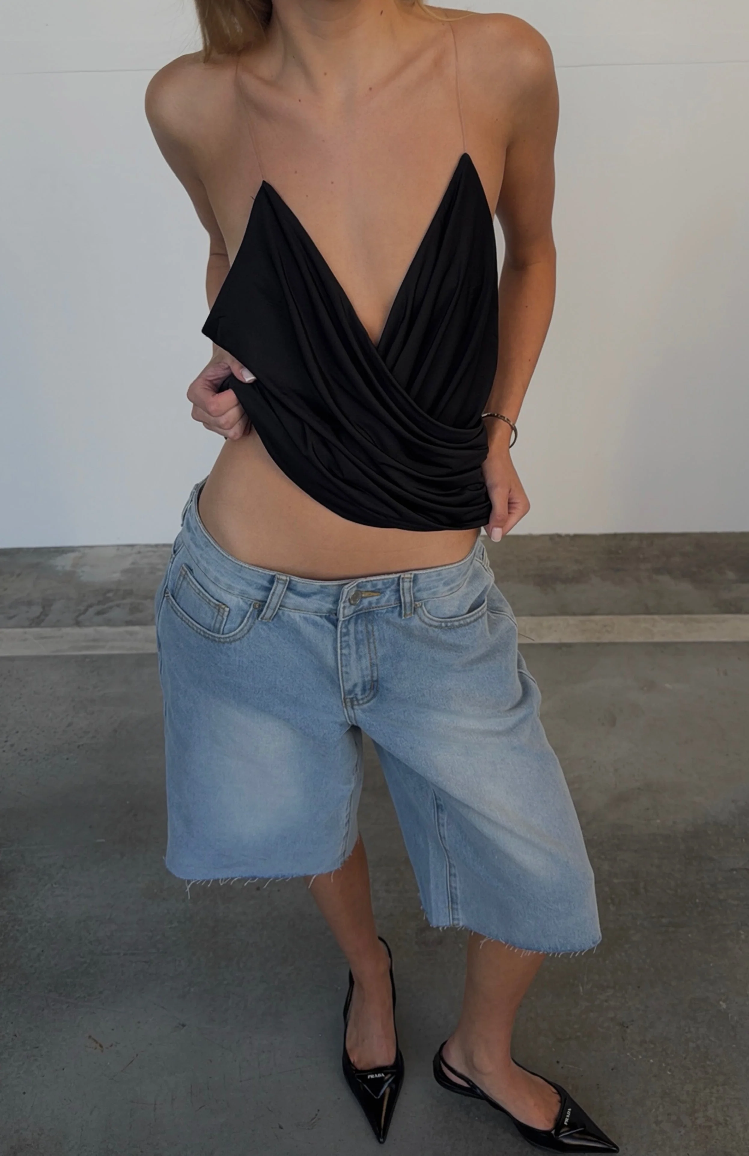 Divine On You Invisible Strap Top Black