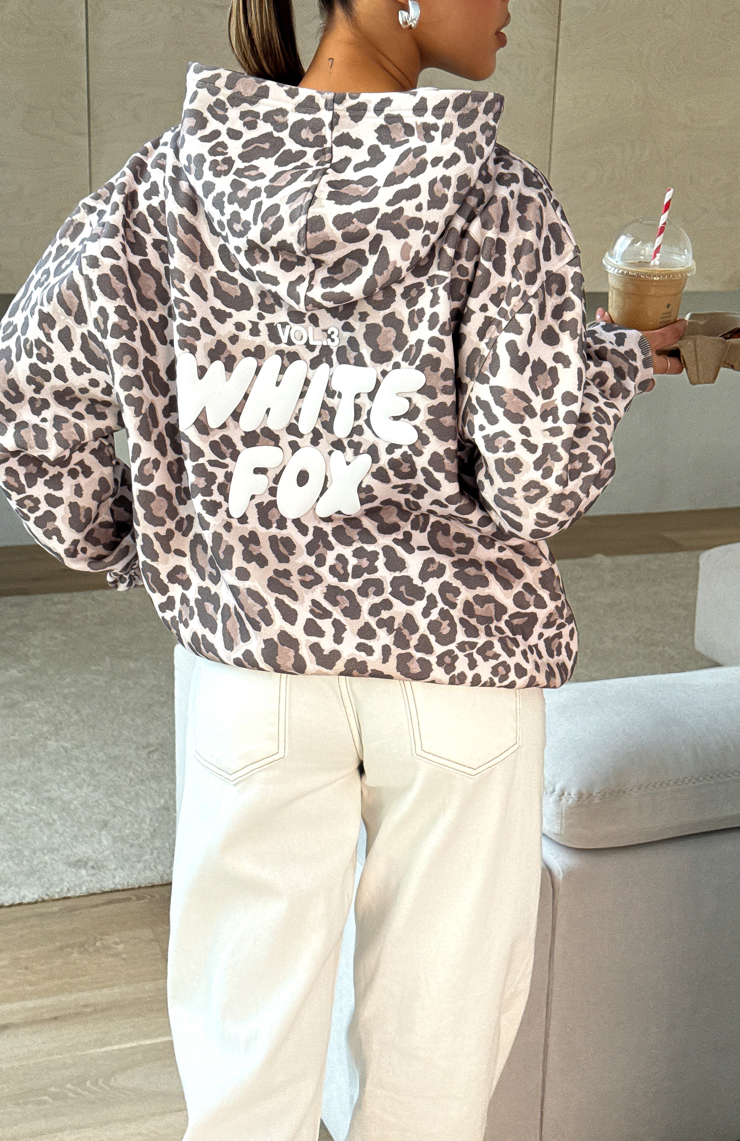 Offstage Printed Oversized Hoodie Leopard