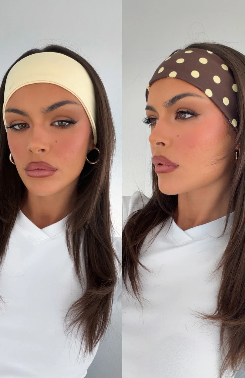 Staying Safe 2 Pack Headband Lemon & Choc Polka Dots