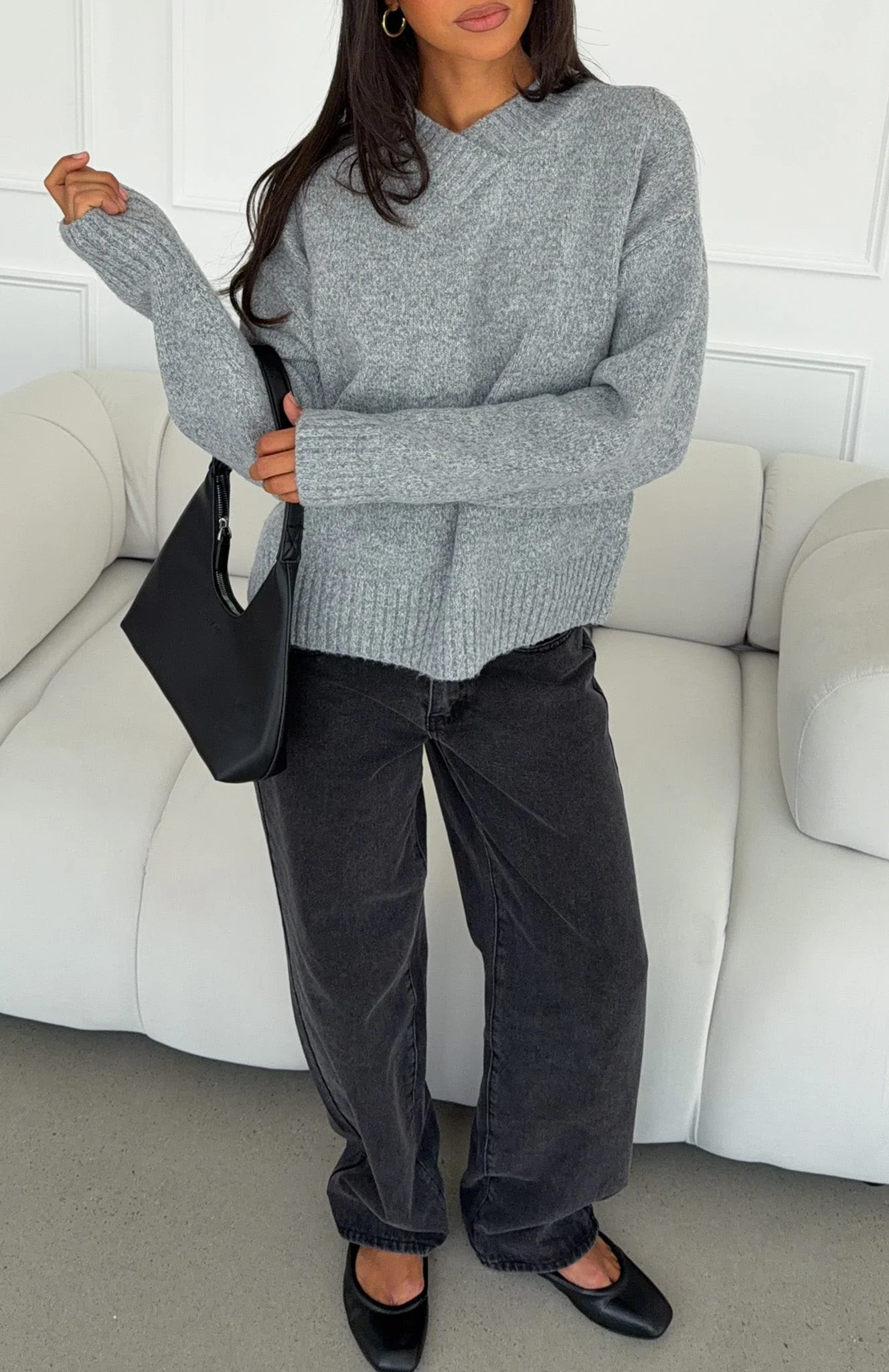 Adelaide Knit Sweater Grey Marle
