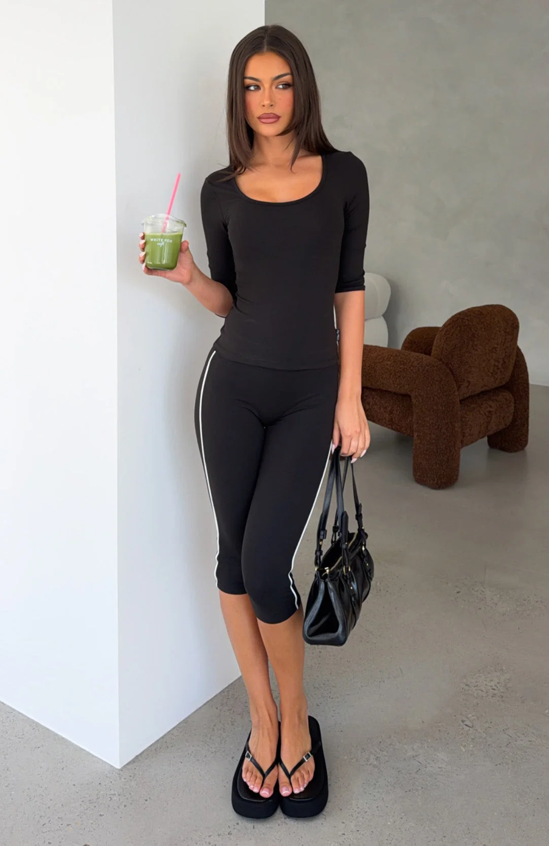 Time Stood Still 3/4 Sleeve Top Black