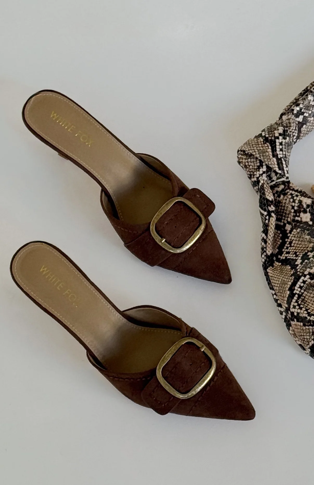 Gino Mules Chocolate Faux Suede