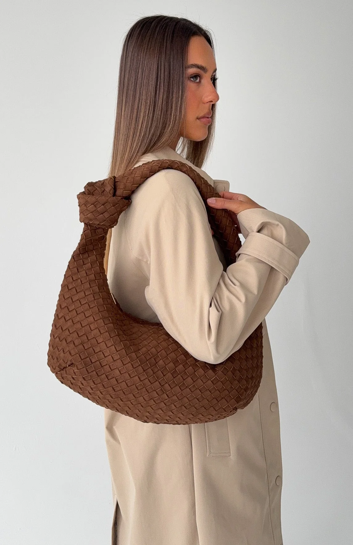 Lexi Shoulder Bag Chocolate Faux Suede