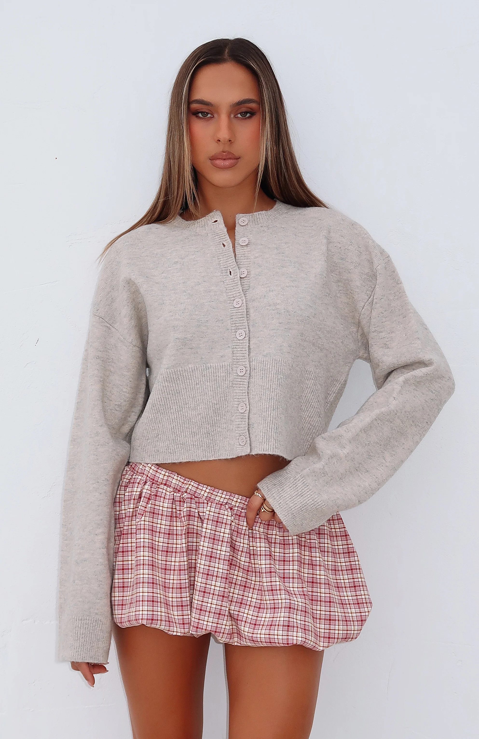 Make Me Happy Knit Cardigan Beige